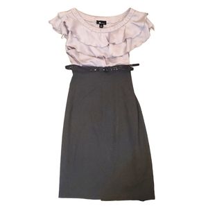 AB Studio‎ Women's Bodycon Ruffle Top Sleeveless Reflection Dress w/Belt Size 8